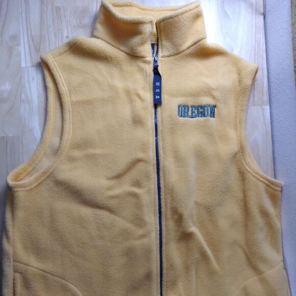 Vintage Oregon Ducks Logo Zipper Fleece Vest - Picture 2 of 7